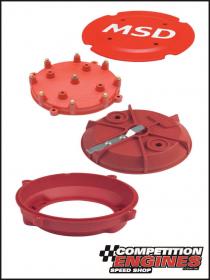 MSD-7445  MSD Pro-Cap, Cap-A-Dapt Kit, Fits MSD Distributors, Cap and Rotor, Red, Male/HEI, Stainless Steel Terminals, Clamp-Down
